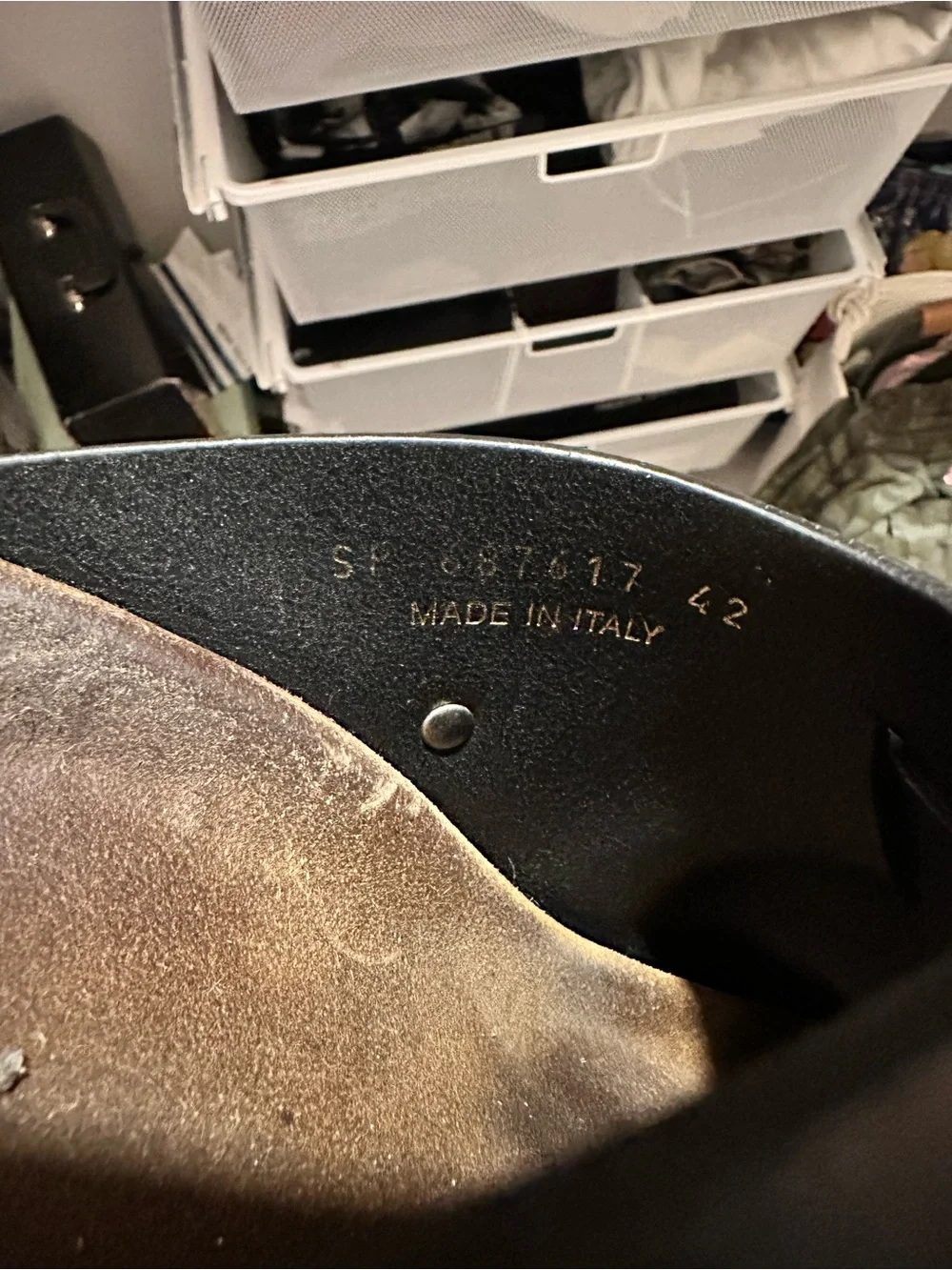 Saint Laurent Black Leather Slip-On Clog with Decorative Buckle
